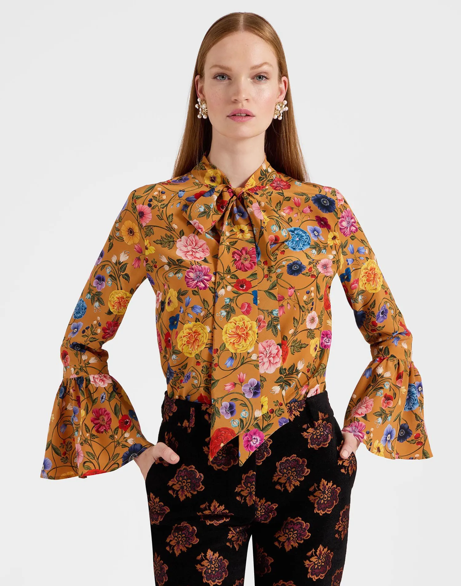 La DoubleJ Camicie E Top<Happy Wrist TopBotticelli Rust in Crepe De Chine Silk