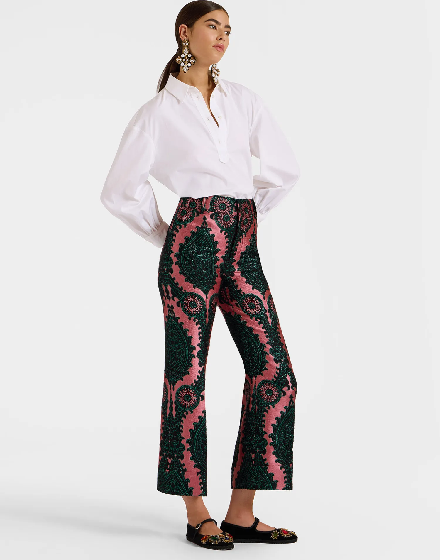 La DoubleJ Pantaloni E Shorts<Hendrix PantsOltrarno Pink in Jacquard