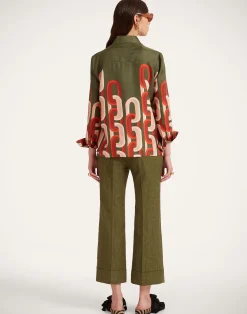La DoubleJ Pantaloni E Shorts<Hendrix PantsSolid Camouflage in Shot Cotton
