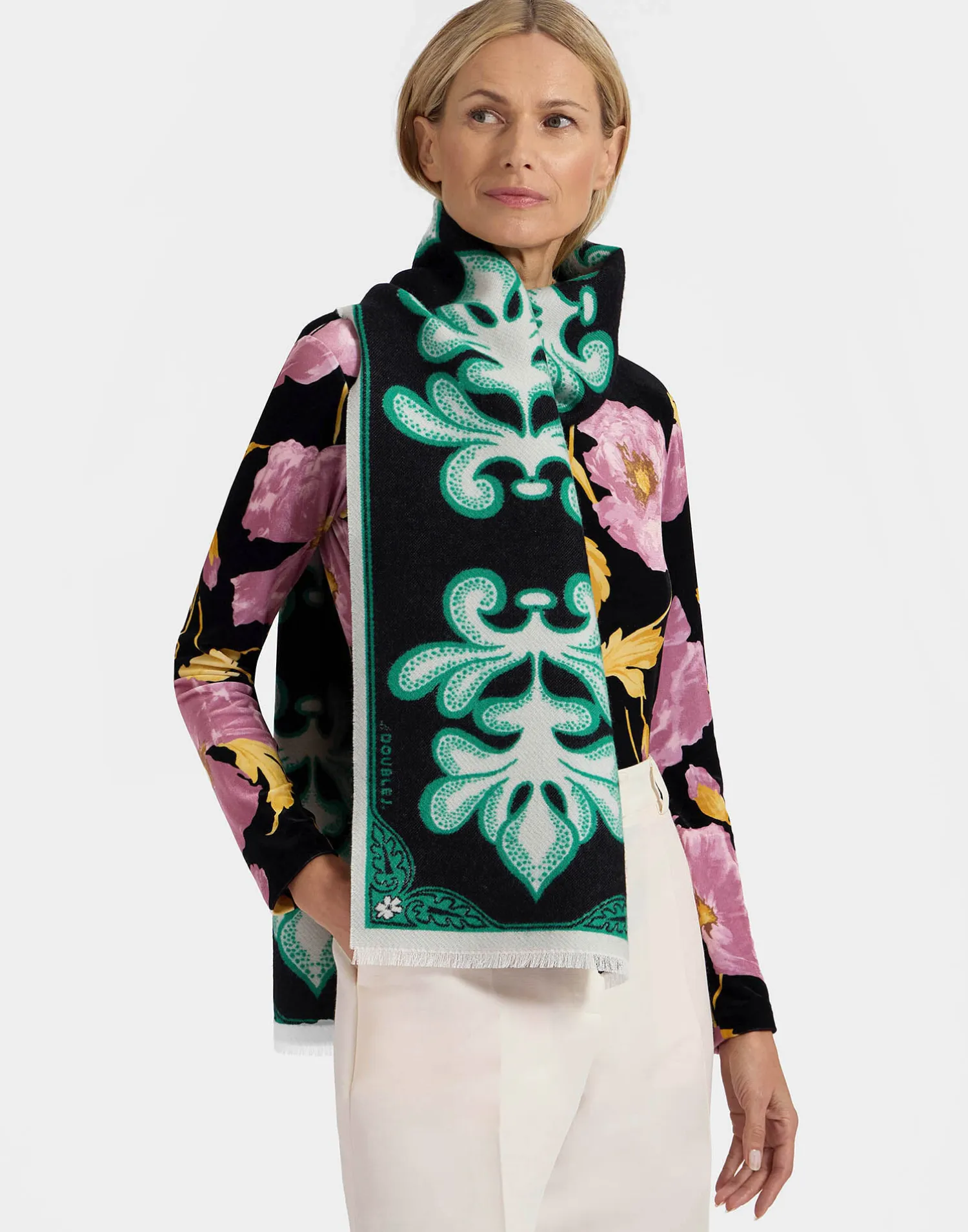 La DoubleJ Foulard E Sciarpe|Accessories<Herald ScarfHerald Black in Wool Silk