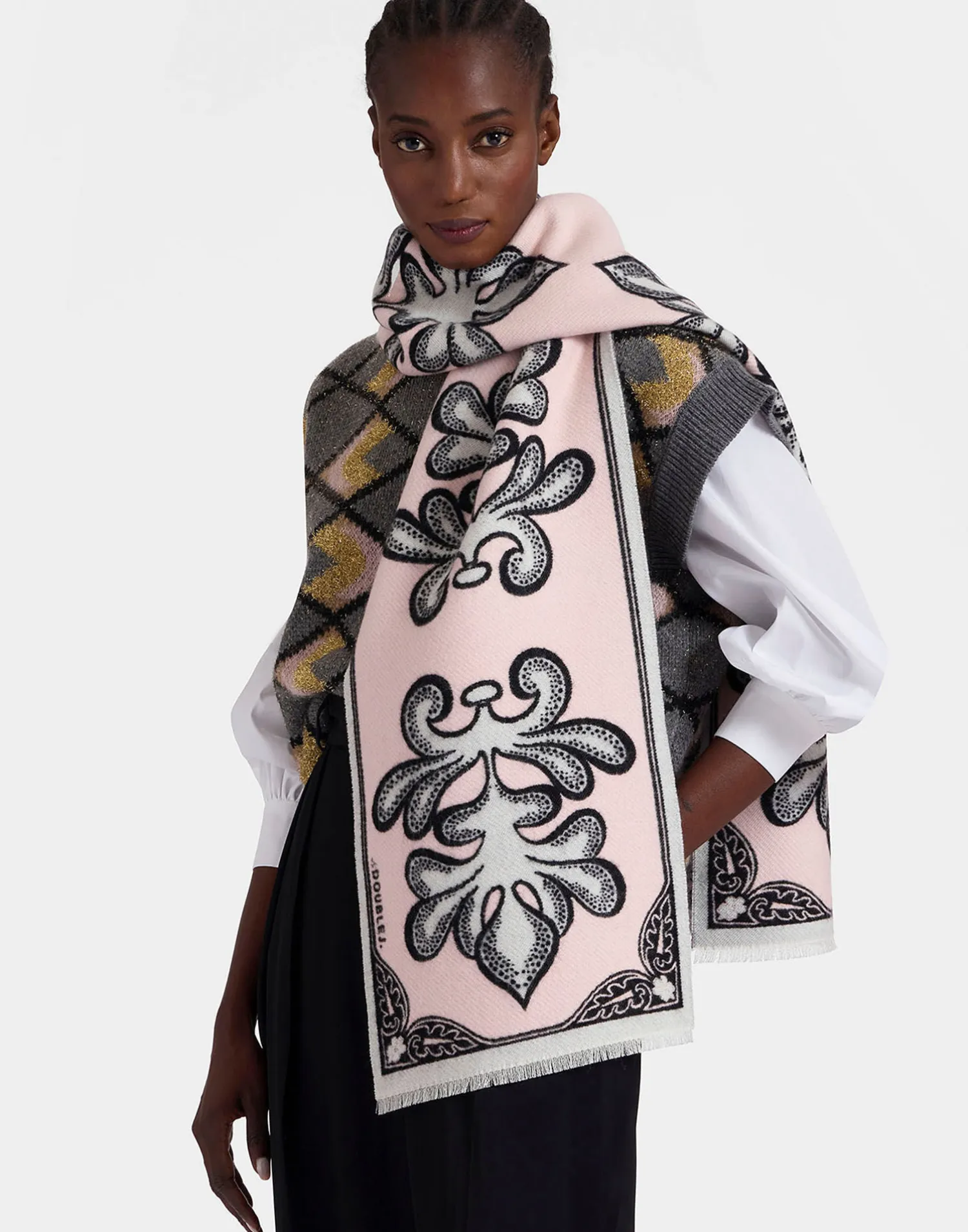 La DoubleJ Foulard E Sciarpe|Accessories<Herald ScarfHerald Light Pink in Wool Silk