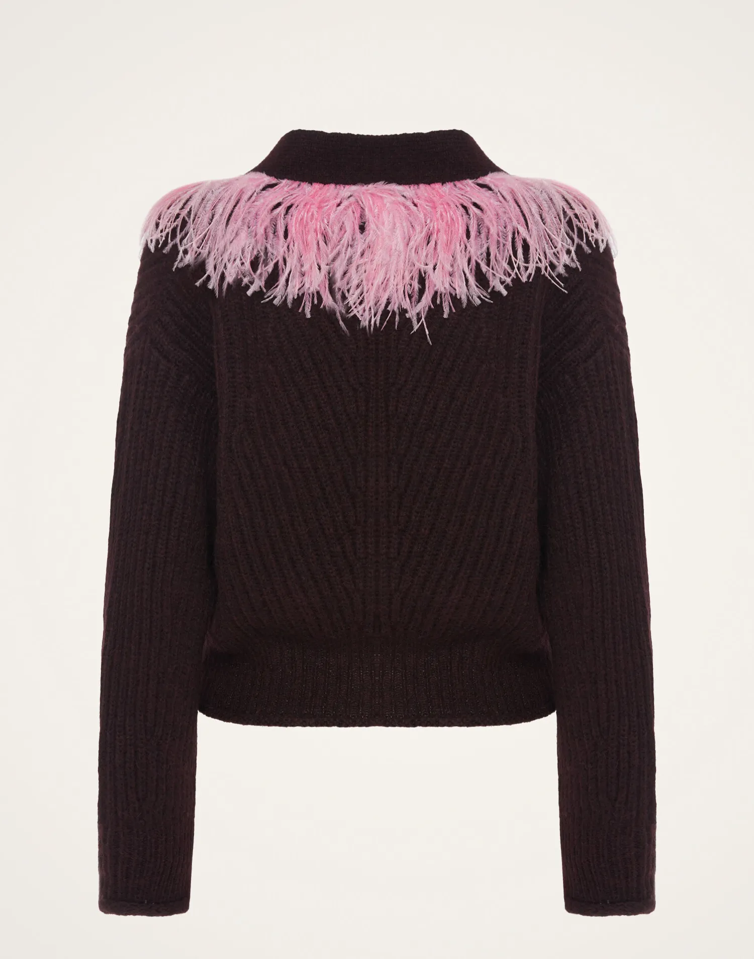 La DoubleJ Maglieria<High Kick CardiganBordeaux in Wool With Feathers