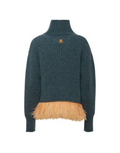 La DoubleJ Maglieria<High Kick SweaterBlue in Wool With Feathers