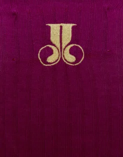 La DoubleJ Maglieria<High Kick TopPurple in Ribbed Silk Cashmere With Feathers
