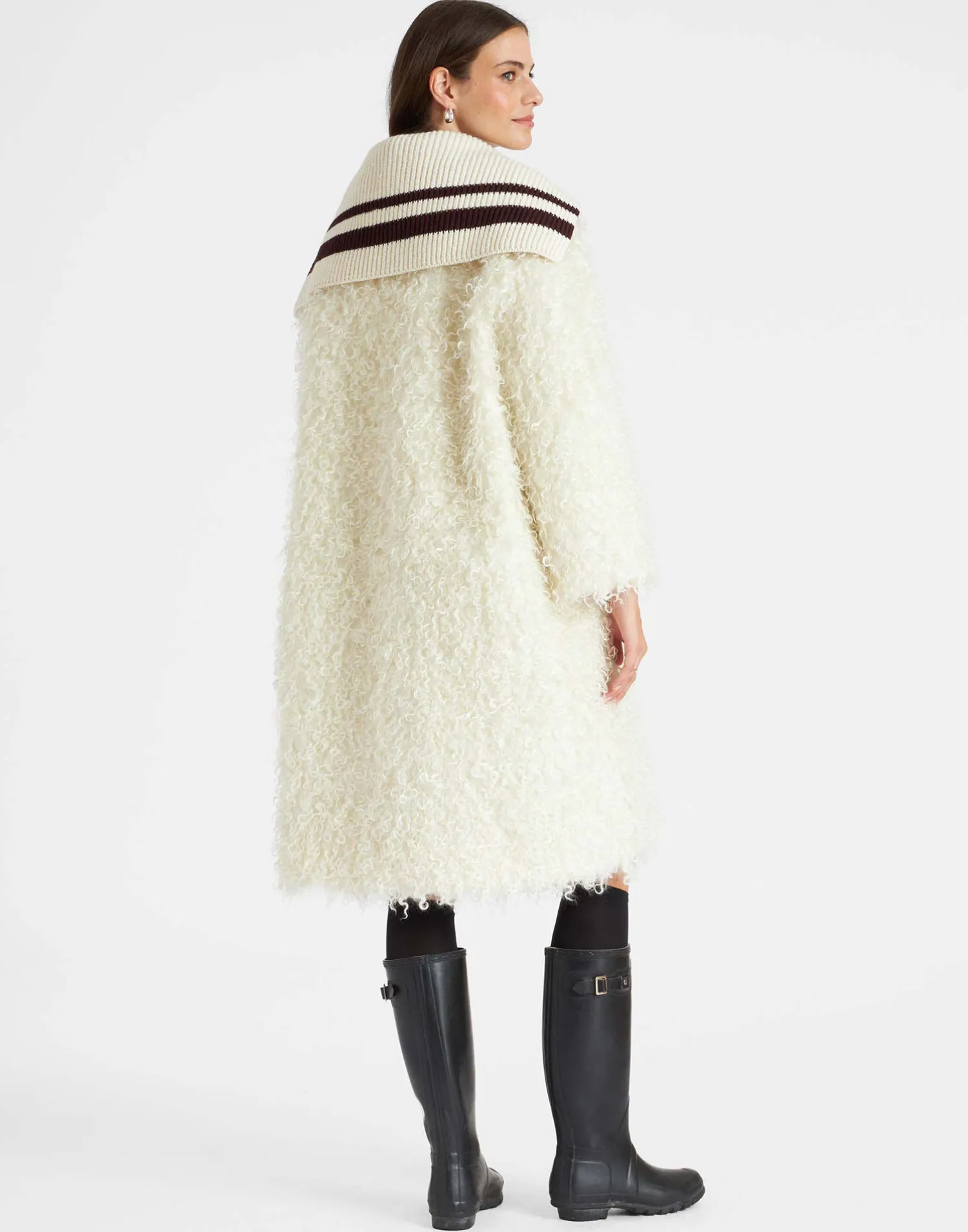 La DoubleJ Capispalla<Iris CoatIvory in Mohair Eco Fur