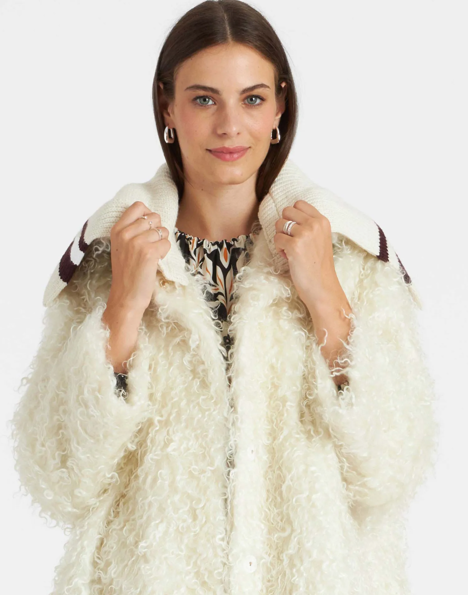 La DoubleJ Capispalla<Iris CoatIvory in Mohair Eco Fur