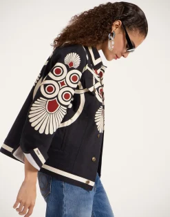 La DoubleJ Capispalla<JJ Jean JacketMedallion Placée Black in Denim