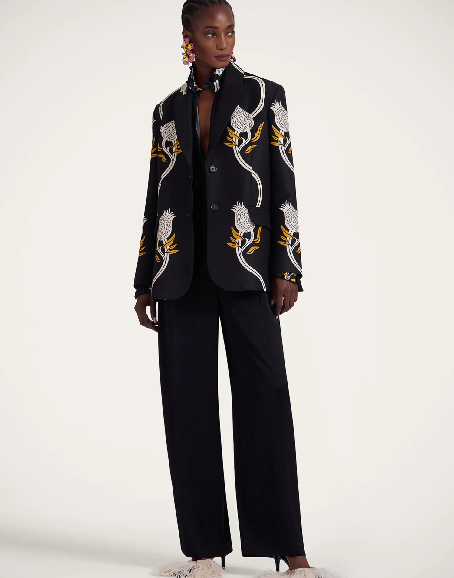 La DoubleJ Capispalla<Jones JacketMelograno Black & White in Cady Wool