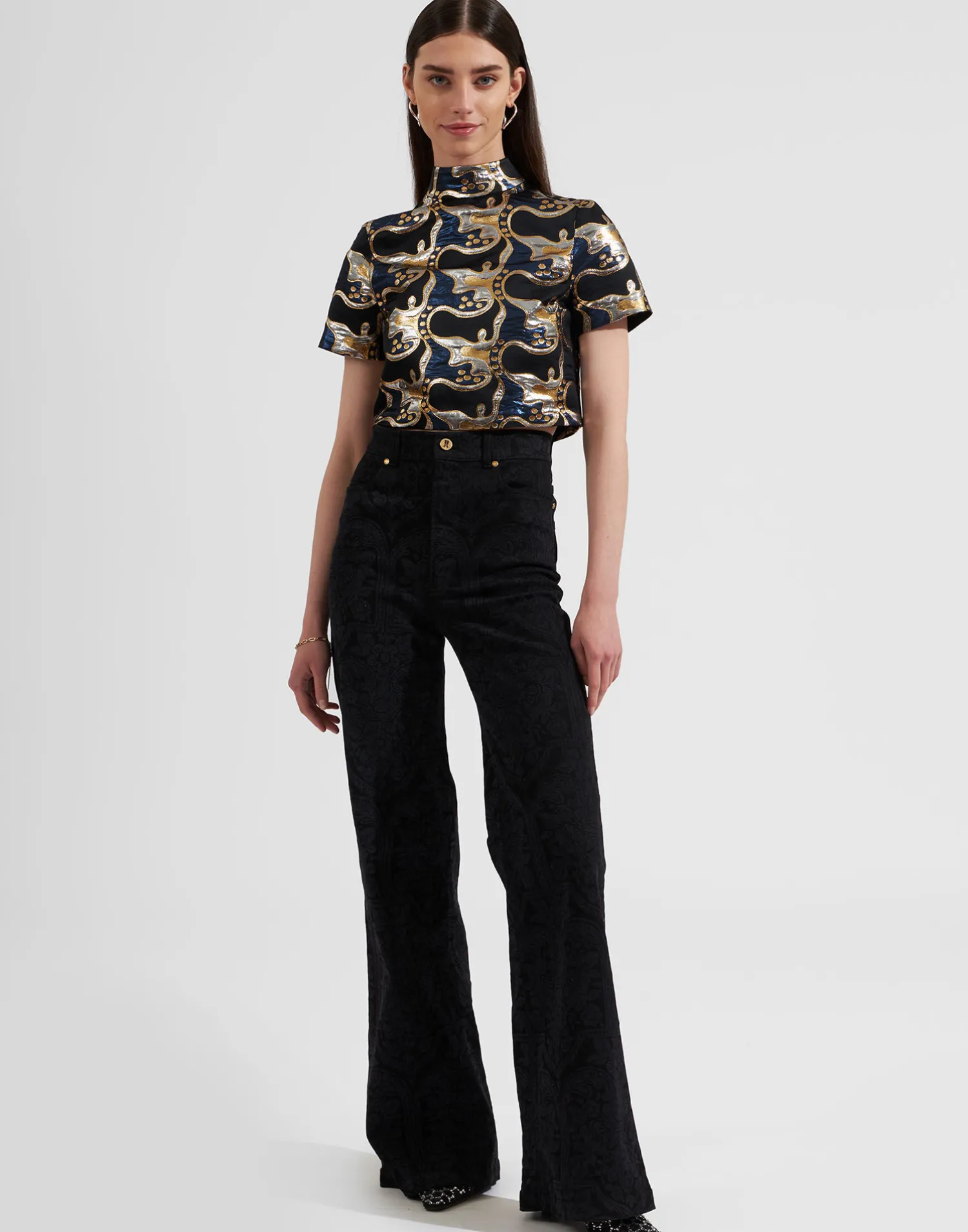 La DoubleJ Camicie E Top<Juliet Crop TopSpritz Blu in Jacquard