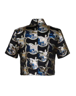 La DoubleJ Camicie E Top<Juliet Crop TopSpritz Blu in Jacquard