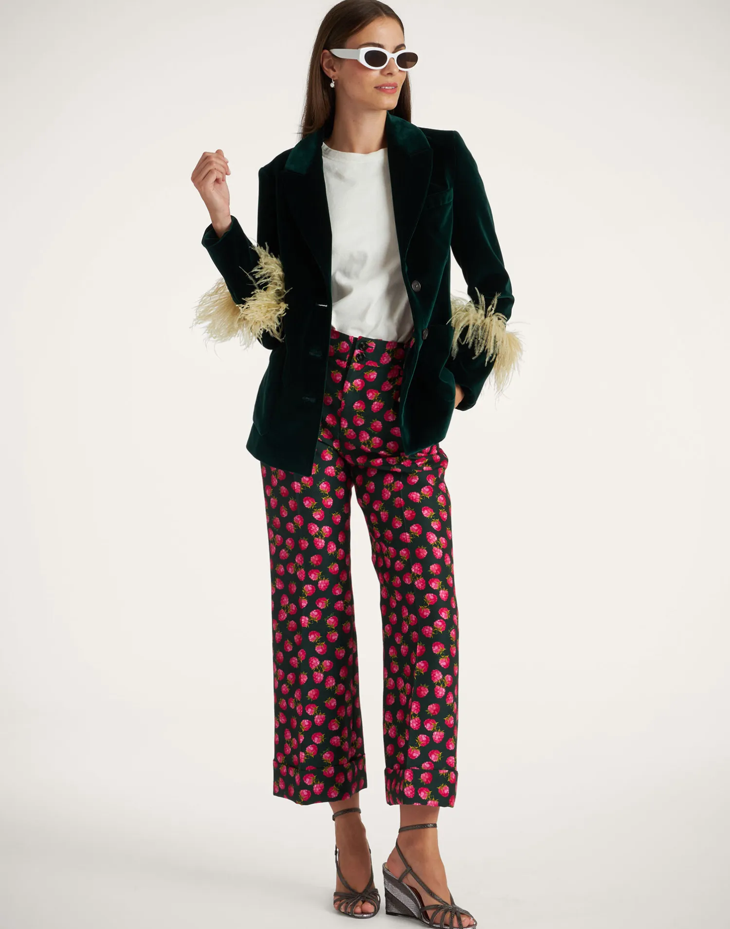 La DoubleJ Capispalla<Keaton JacketBlue Petrol in Velvet With Feathers