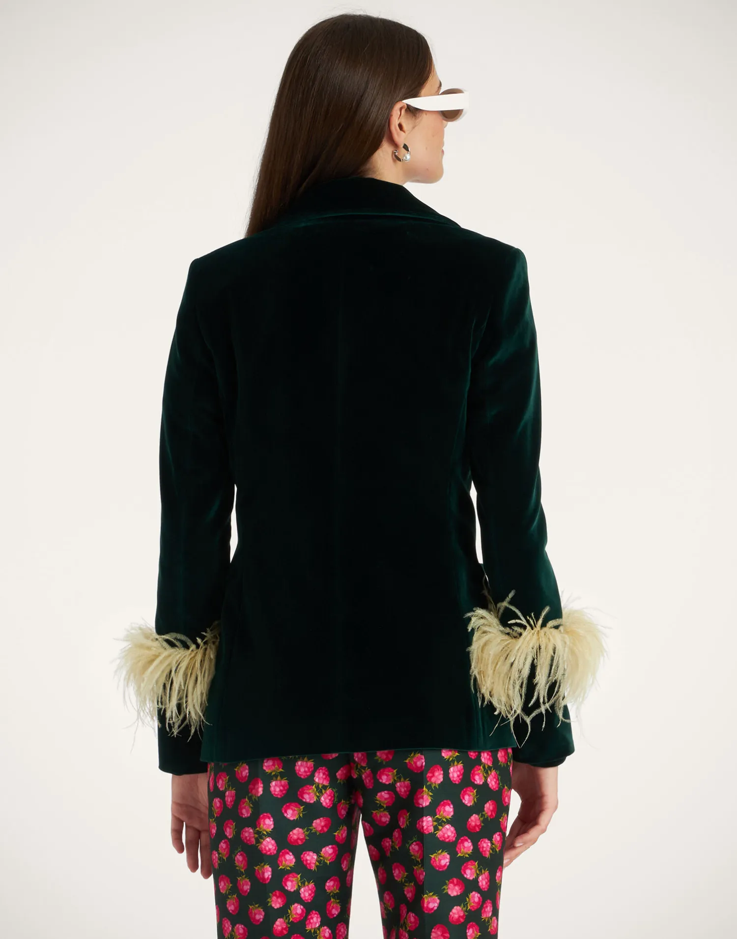 La DoubleJ Capispalla<Keaton JacketBlue Petrol in Velvet With Feathers