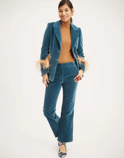La DoubleJ Capispalla<Keaton JacketLight Blue in Velvet With Feathers