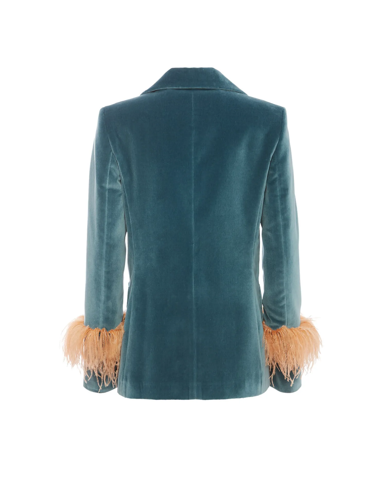 La DoubleJ Capispalla<Keaton JacketLight Blue in Velvet With Feathers