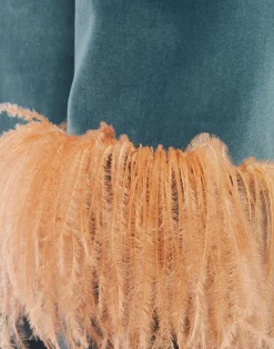 La DoubleJ Capispalla<Keaton JacketLight Blue in Velvet With Feathers