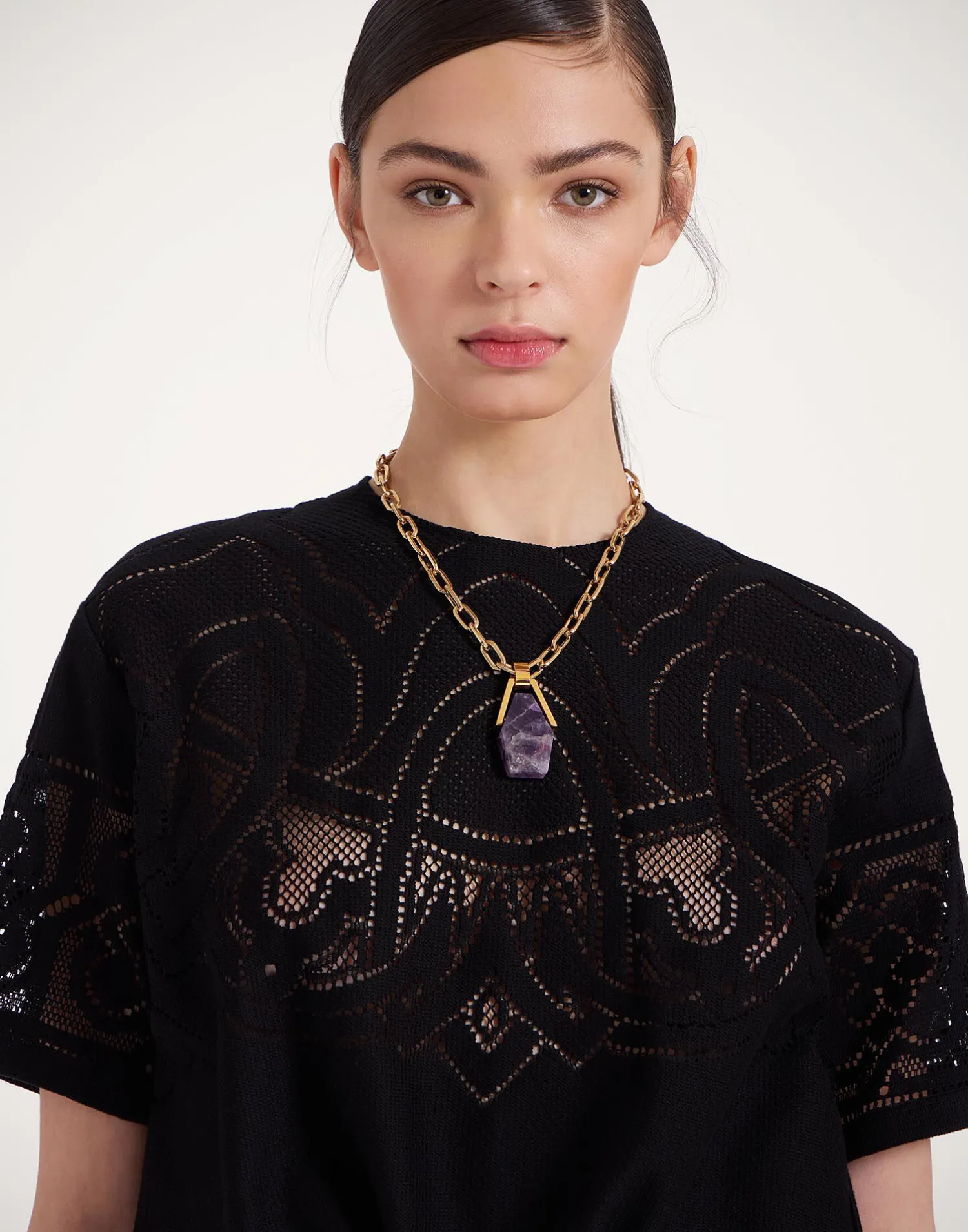La DoubleJ Camicie E Top<Lacey House T-ShirtSolid Black in Embroidered Cotton