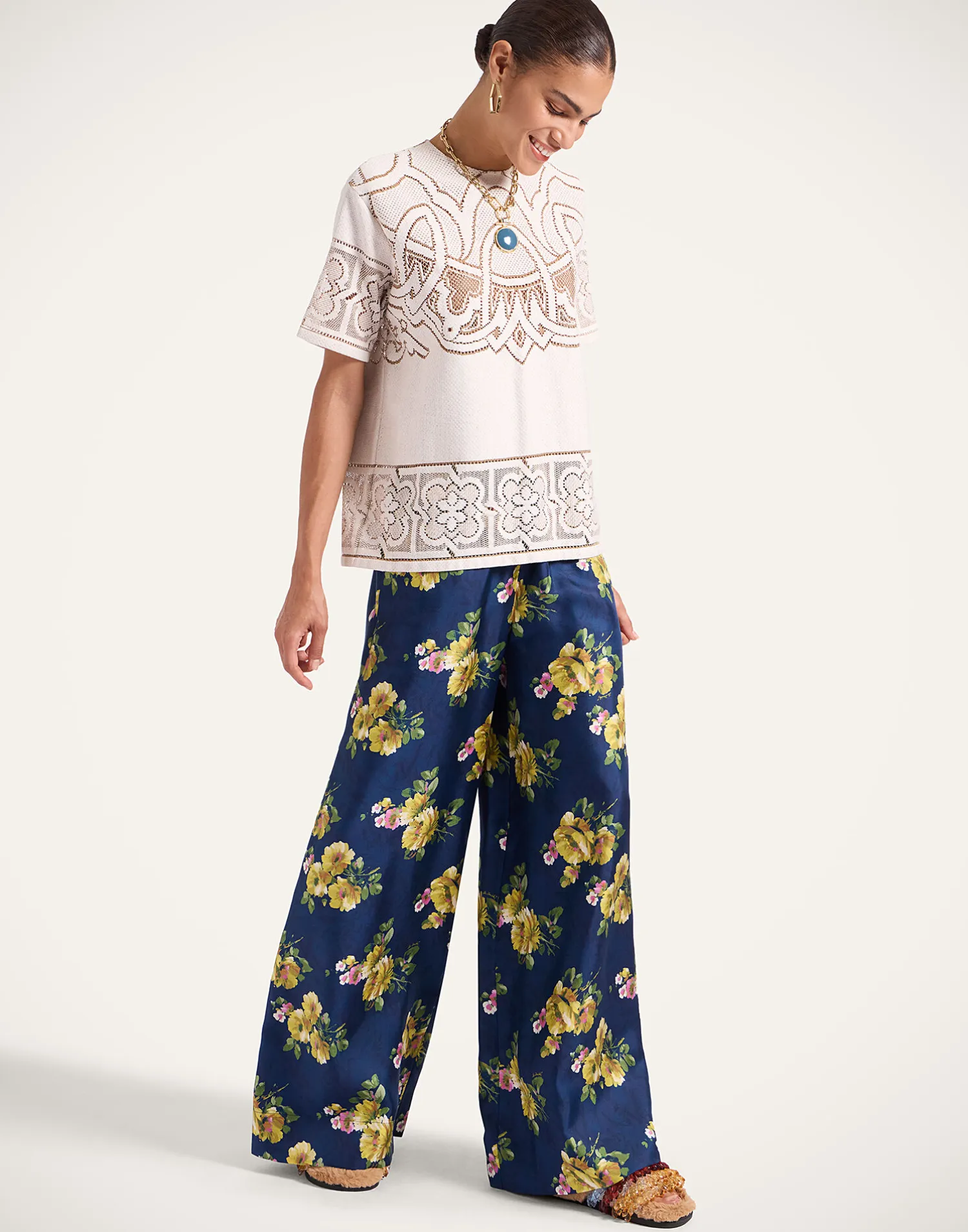 La DoubleJ Camicie E Top<Lacey House T-ShirtSolid White Smoke in Embroidered Cotton