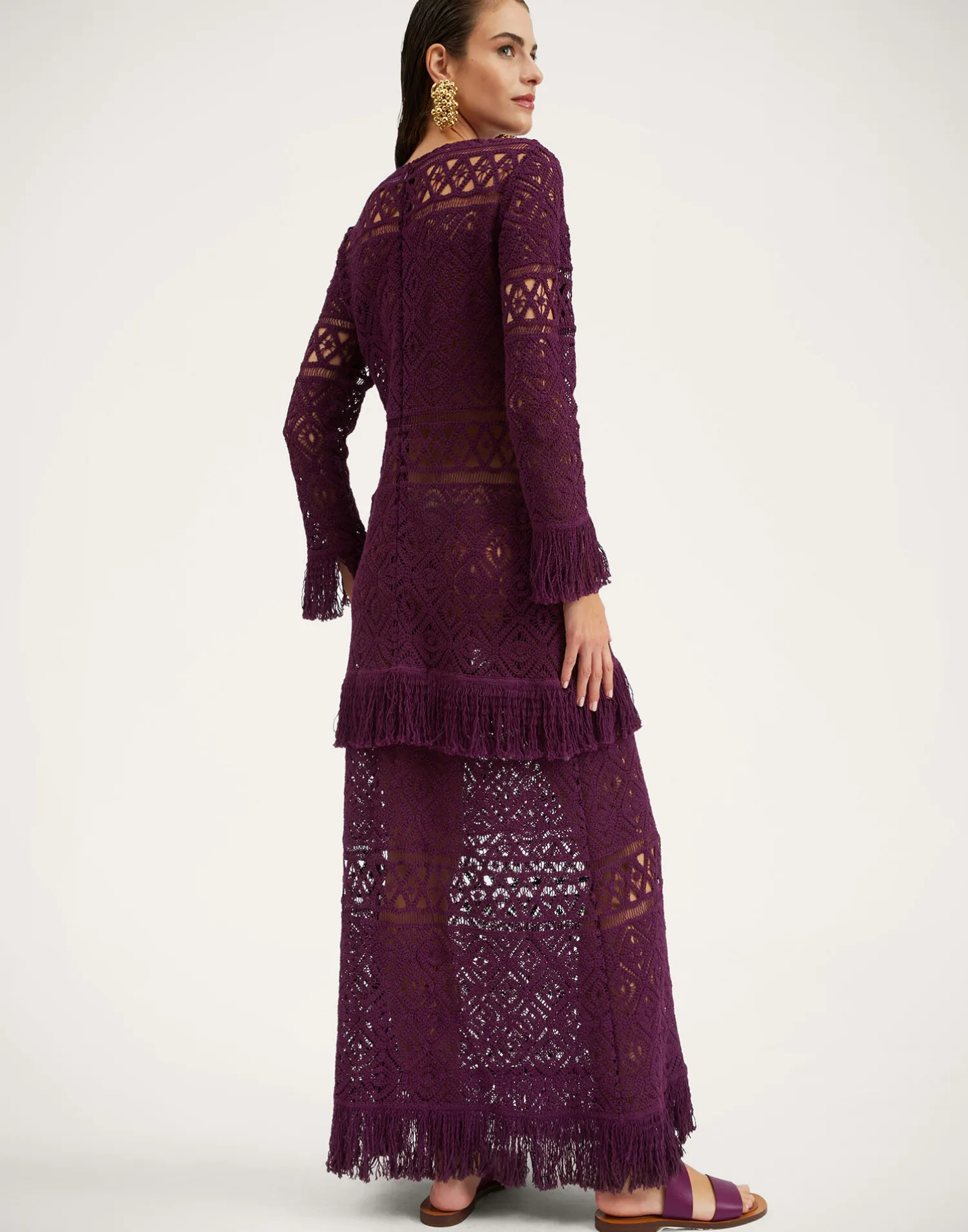 La DoubleJ Vestiti<Lacey Long Sleeve Swing DressPlaza Purple in Macramé