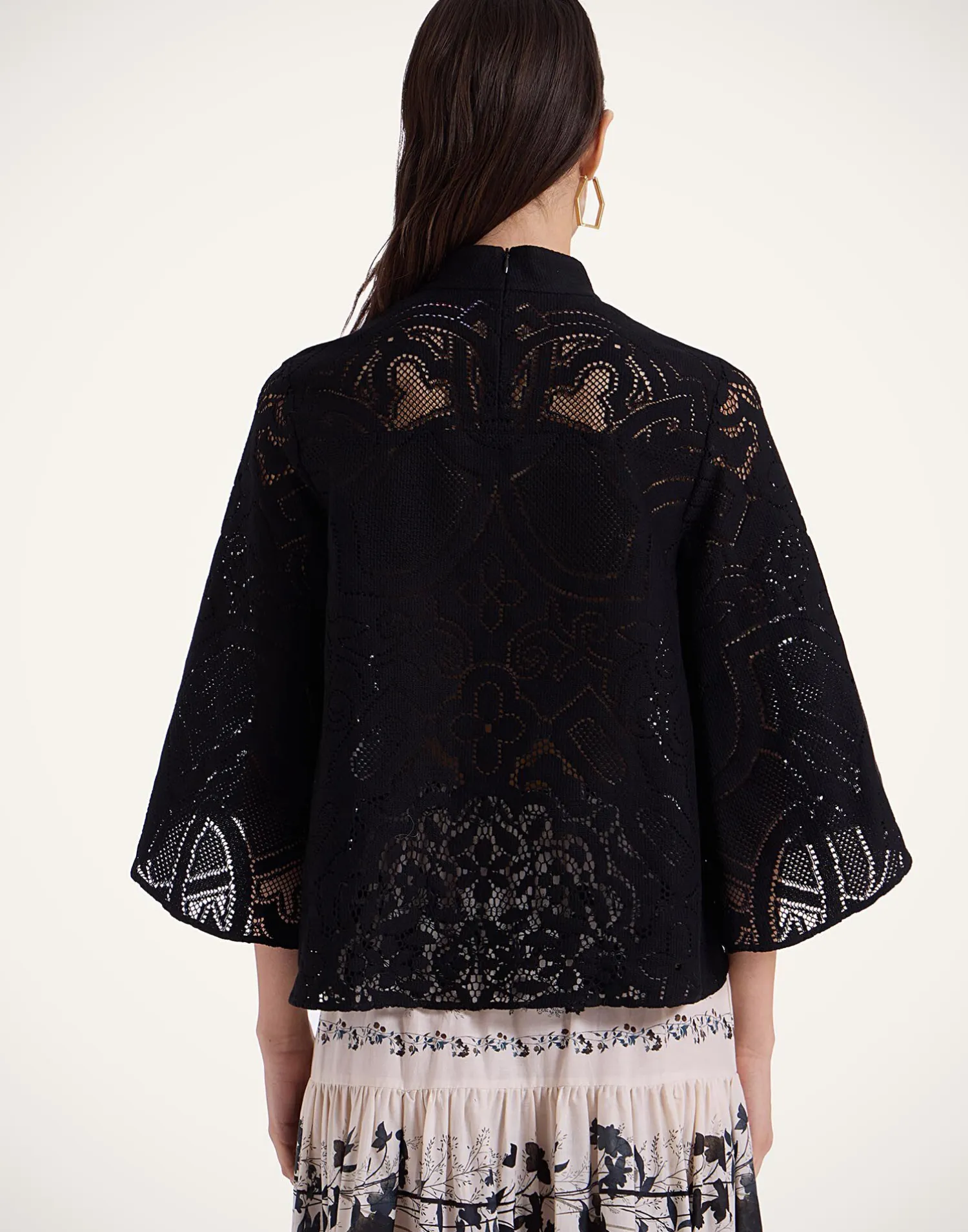 La DoubleJ Camicie E Top<Lacey Make An Exit TopSolid Black in Embroidered Cotton