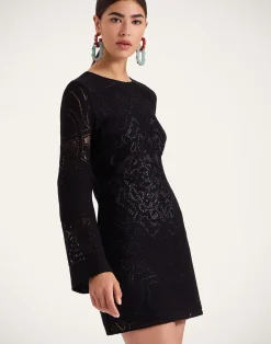La DoubleJ Vestiti<Lacey Mini Supreme Swing DressSolid Black in Embroidered Cotton