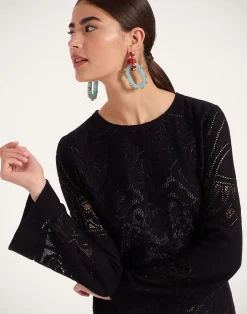La DoubleJ Vestiti<Lacey Mini Supreme Swing DressSolid Black in Embroidered Cotton