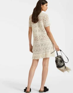 La DoubleJ Vestiti<Lacey Mini Swing DressPlaza Cream in Macram&eacute;