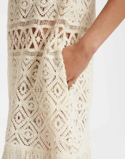 La DoubleJ Vestiti<Lacey Mini Swing DressPlaza Cream in Macram&eacute;