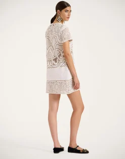 La DoubleJ Vestiti<Lacey Mini Swing DressSolid White Smoke in Embroidered Cotton