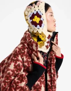 La DoubleJ Accessories|Cappelli<Lacey SnoodFlower Tile Ivory in Wool Crochet