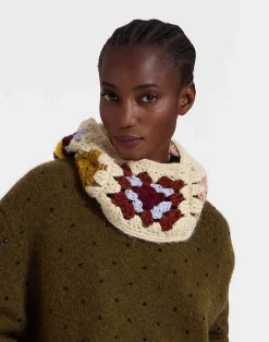 La DoubleJ Accessories|Cappelli<Lacey SnoodFlower Tile Ivory in Wool Crochet