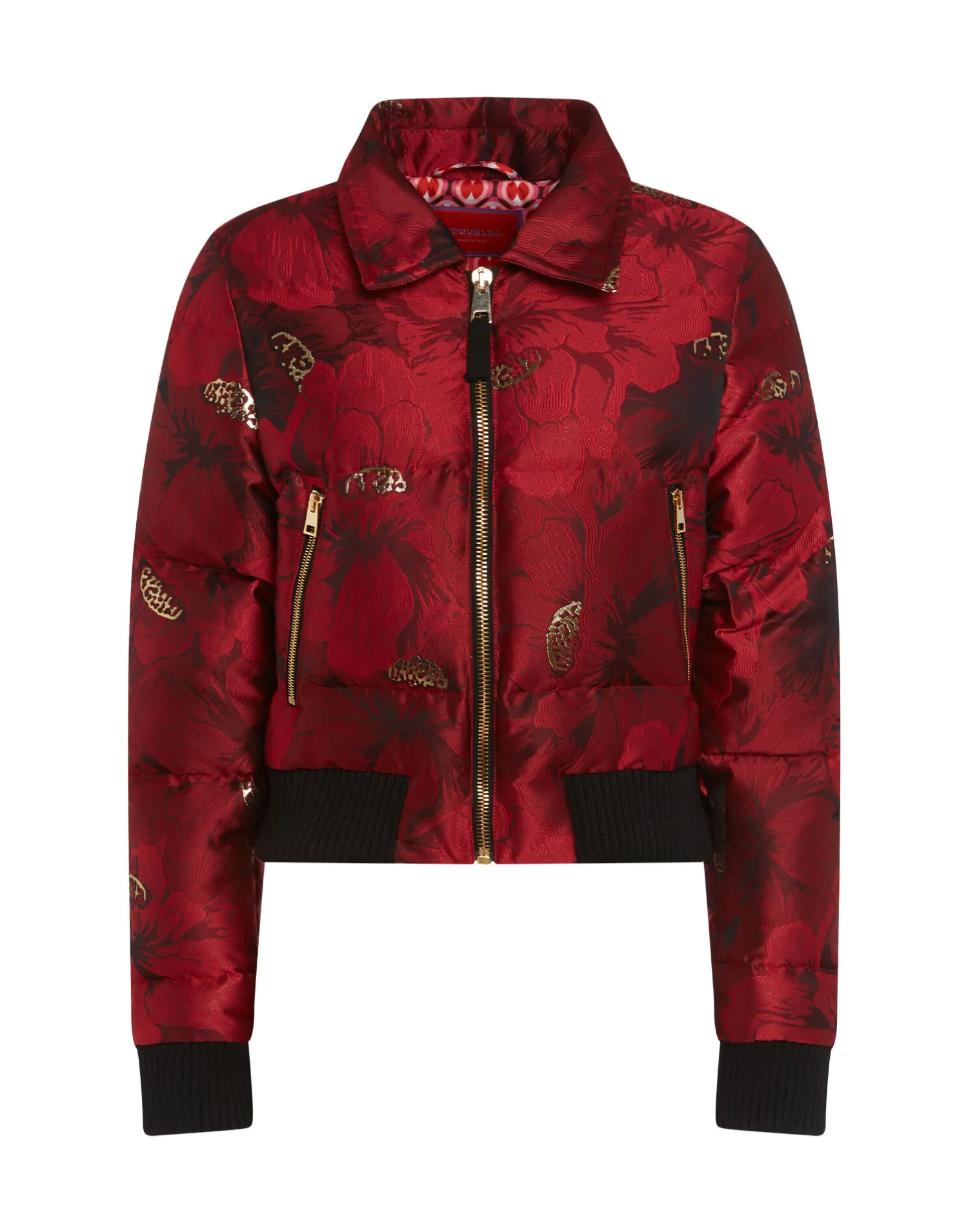 La DoubleJ Capispalla<La Comasca Puffer BomberRuby Red in Jacquard