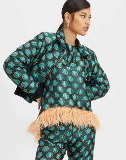 La DoubleJ Capispalla<La Comasca Puffer BomberWinter Sun Emerald in Jacquard