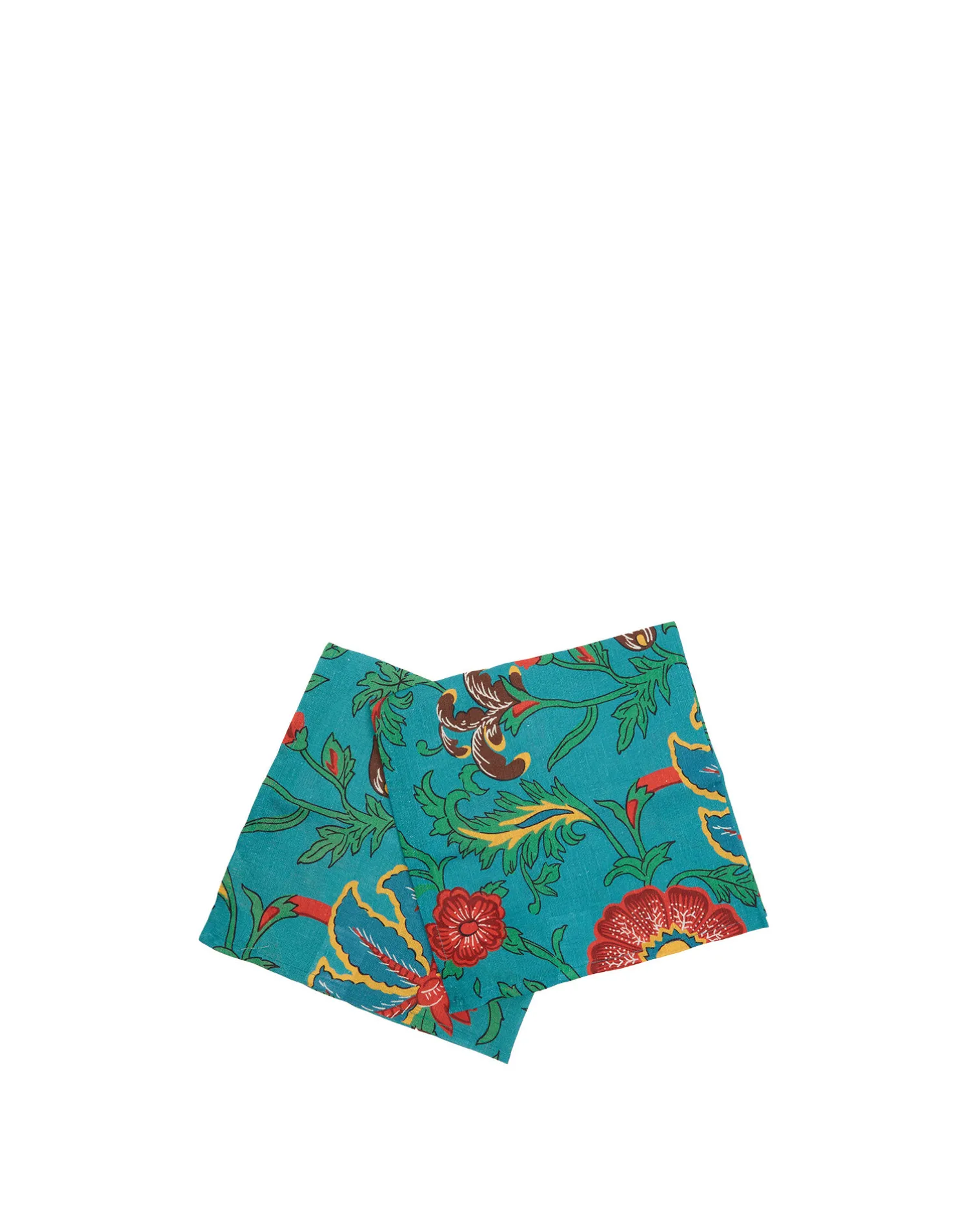 La DoubleJ Tovaglioli|Tessili<Large Napkins Set Of 2Dragon Flower Turchese in Linen