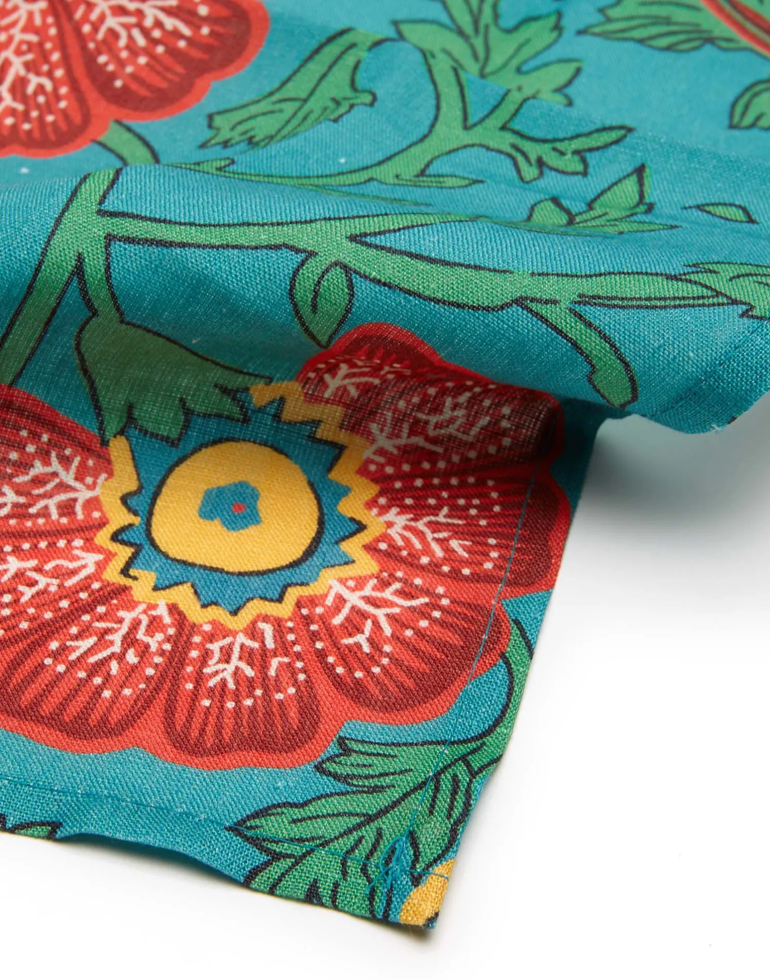 La DoubleJ Tovaglioli|Tessili<Large Napkins Set Of 2Dragon Flower Turchese in Linen