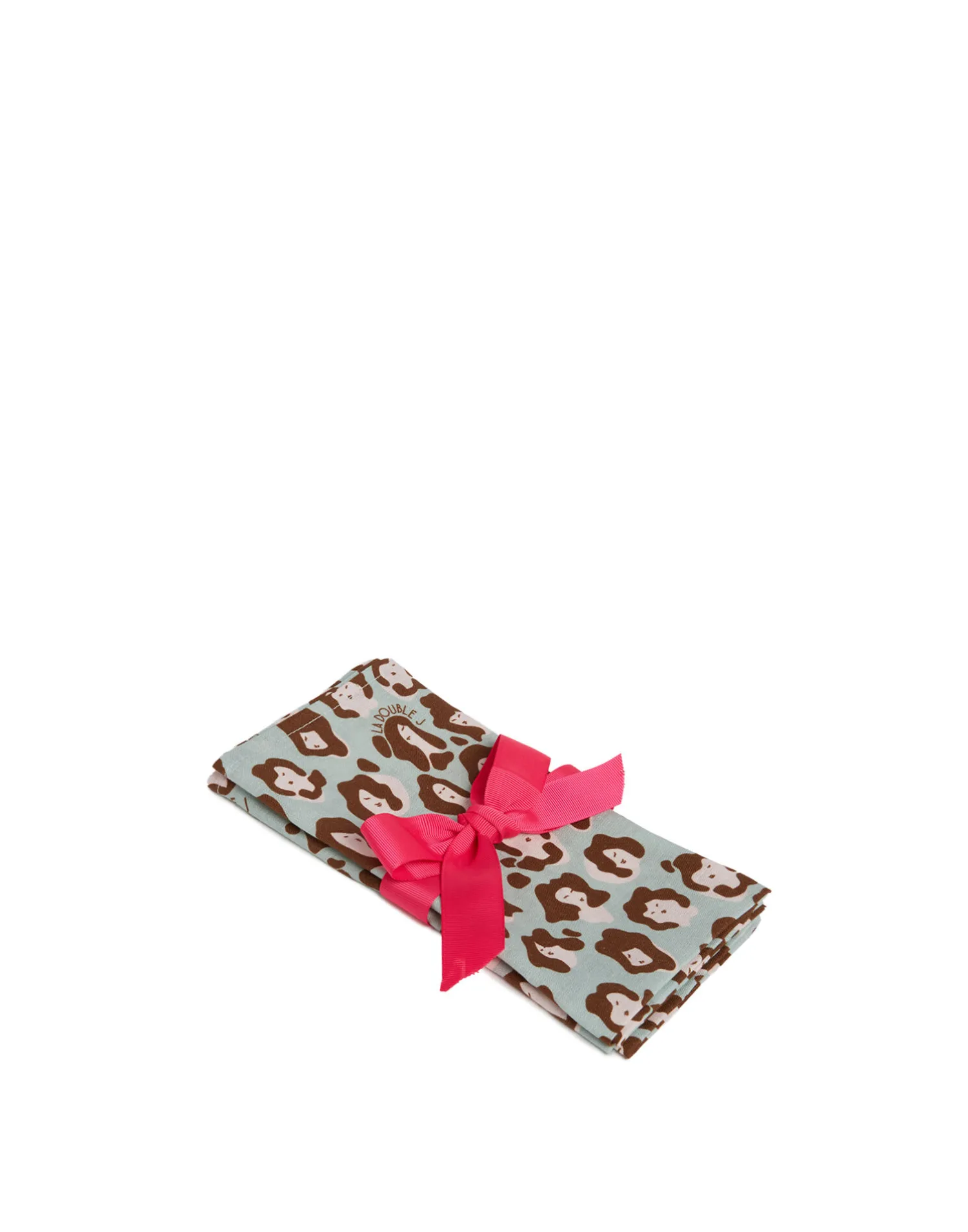 La DoubleJ Tovaglioli|Tessili<Large Napkins Set Of 2Lady Leopard Acqua in Linen