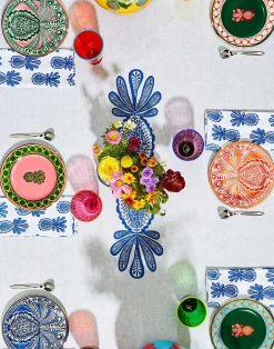 La DoubleJ Tovaglioli|Tessili<Large Napkins Set Of 2Pineapple Blu in Linen