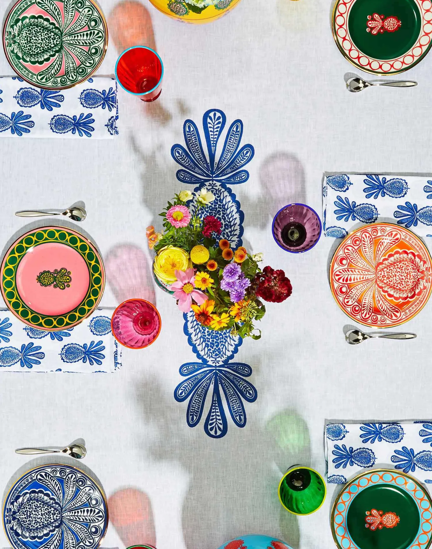 La DoubleJ Tovaglioli|Tessili<Large Napkins Set Of 2Pineapple Blu in Linen