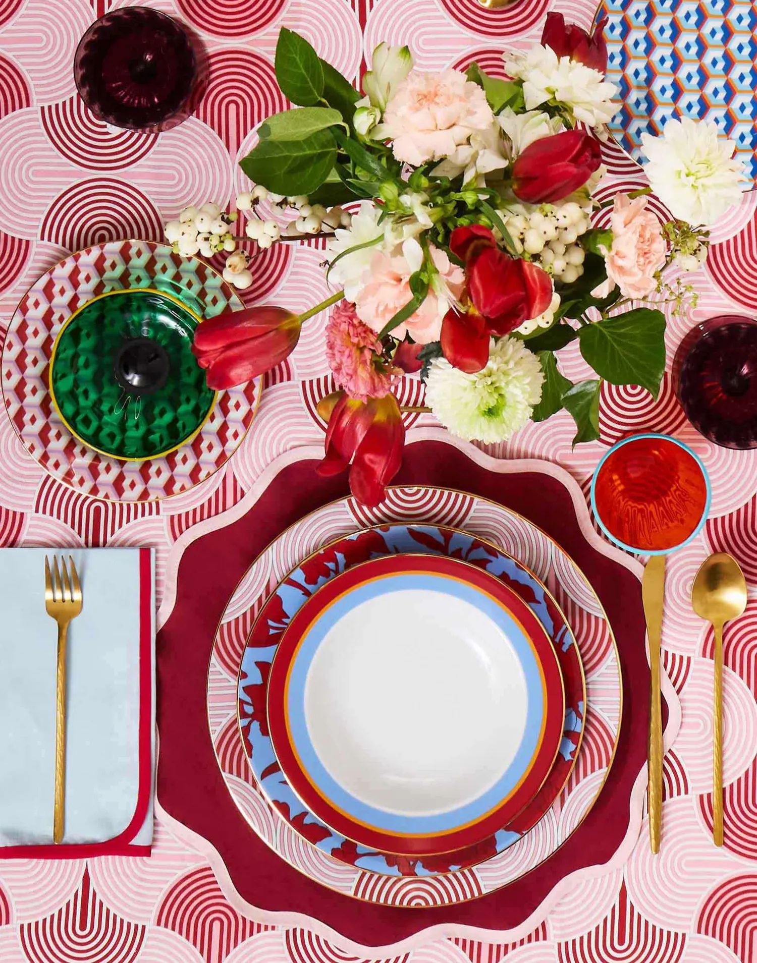La DoubleJ Tovaglioli|Tessili<Large Napkins Set Of 2Rainbow Celeste in Linen