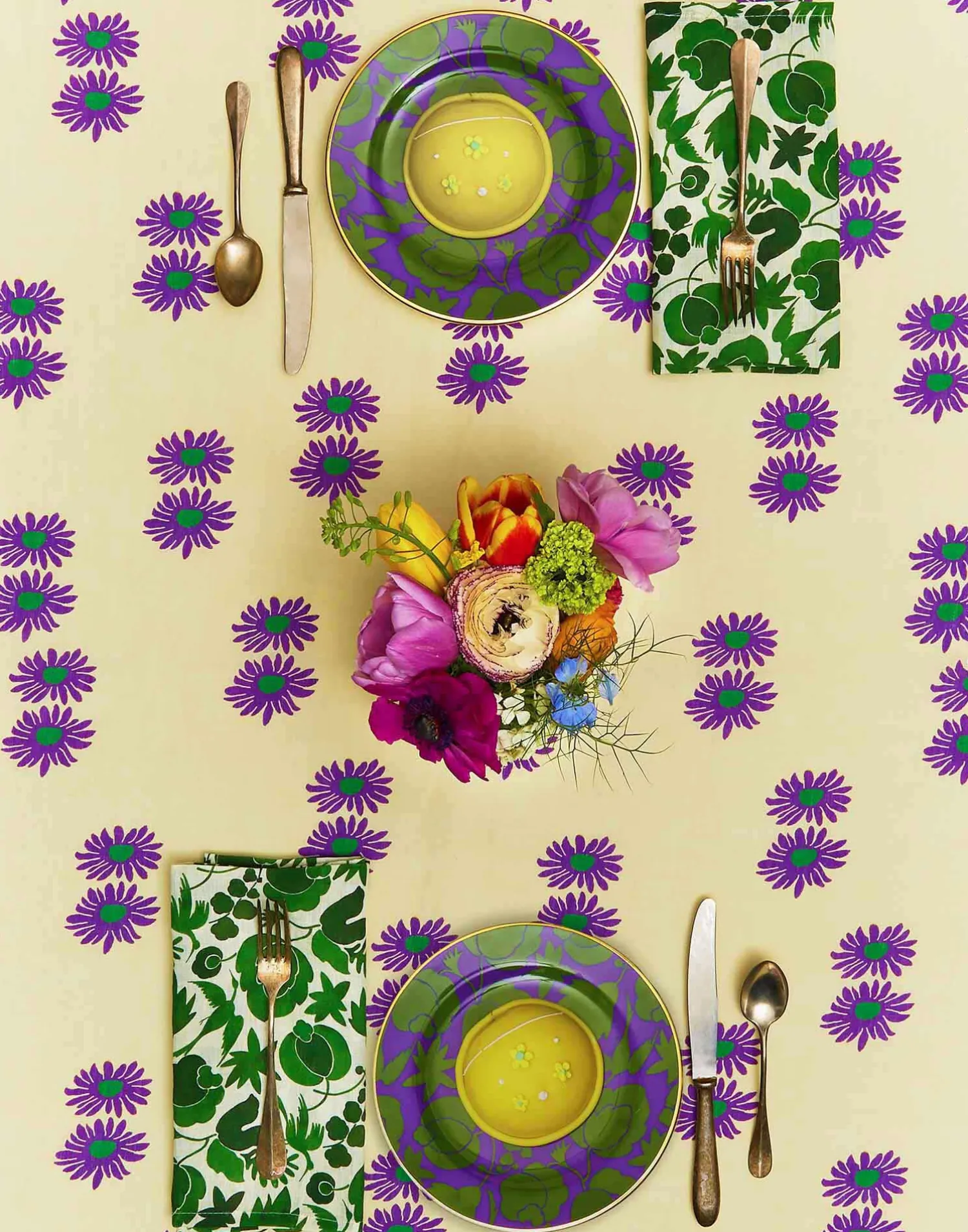 La DoubleJ Tovaglioli|Tessili<Large Napkins Set Of 2Wildbird Verde Small in Linen