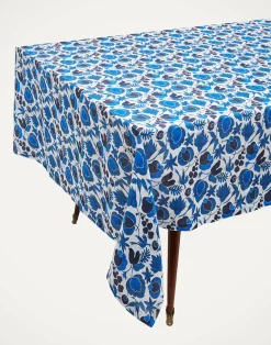 La DoubleJ Tovaglie|Tessili<Large TableclothWildbird Blu in Linen
