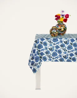 La DoubleJ Tovaglie|Tessili<Large TableclothWildbird Blu in Linen
