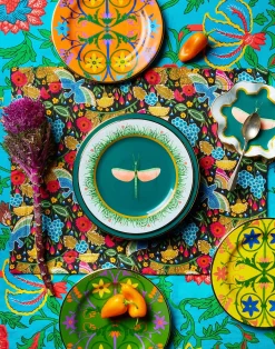 La DoubleJ Tovaglie|Tessili<Large Tablecloth (180x350)Dragon Flower Turchese in Linen
