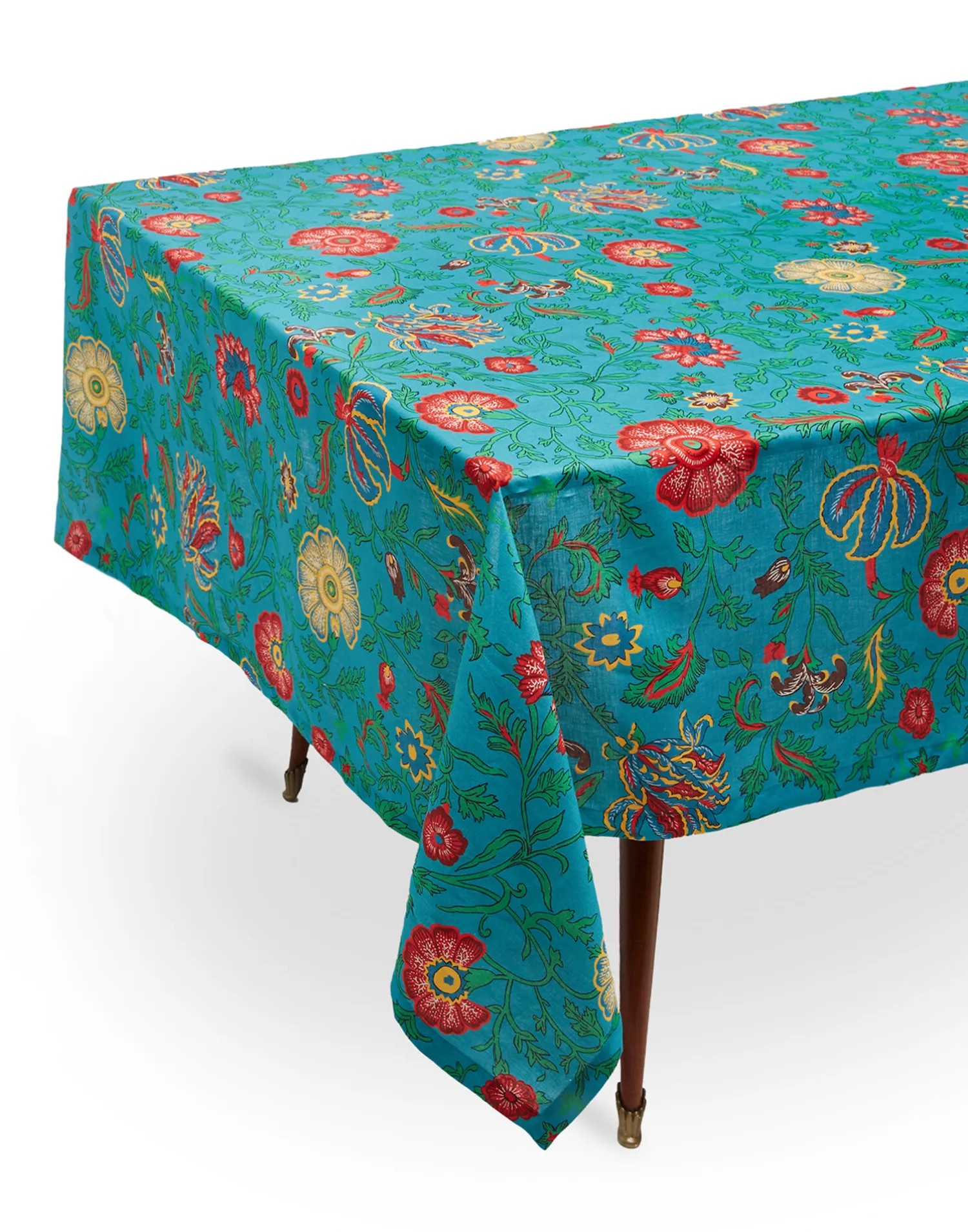 La DoubleJ Tovaglie|Tessili<Large Tablecloth (180x350)Dragon Flower Turchese in Linen