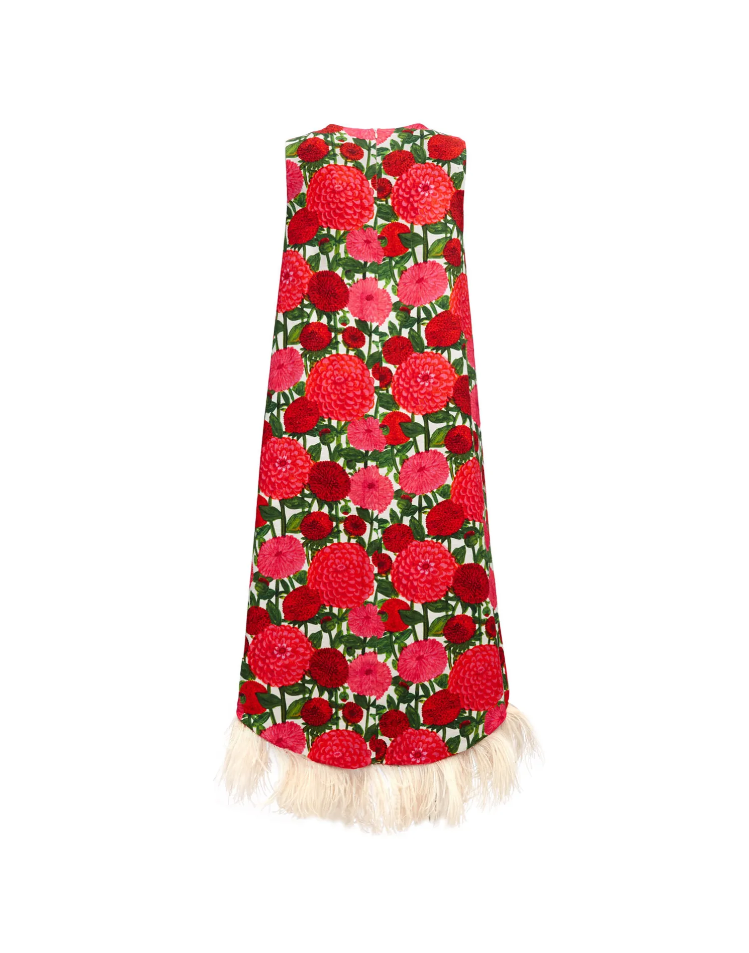 La DoubleJ Vestiti<La Scala High Dress (With Feathers)Pink Dahlias in Shot Cotton