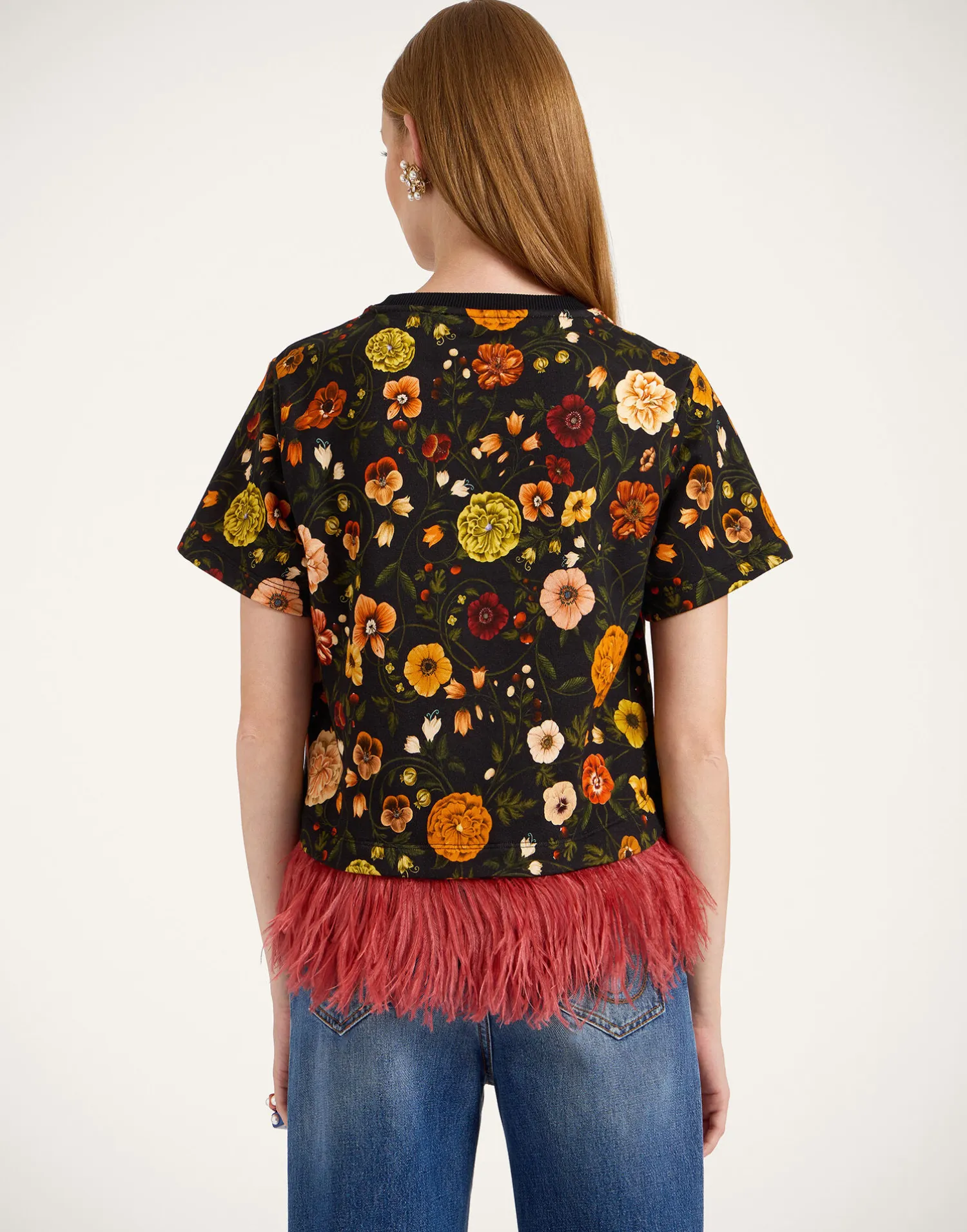 La DoubleJ Felpe E Magliette|Camicie E Top<La Scala TeeBotticelli Black in Jersey With Feathers