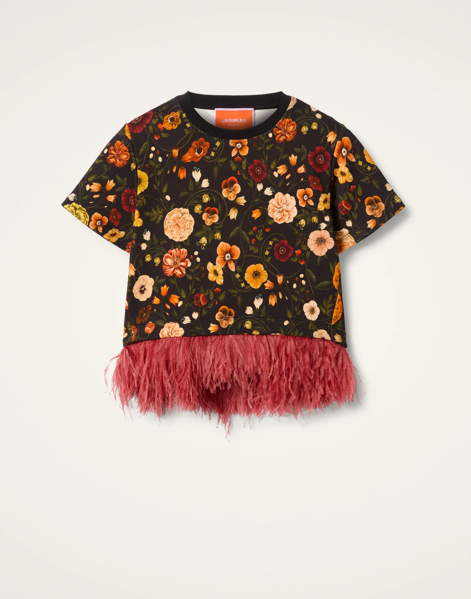 La DoubleJ Felpe E Magliette|Camicie E Top<La Scala TeeBotticelli Black in Jersey With Feathers