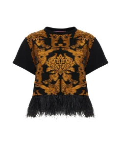 La DoubleJ Party Dressing<La Scala TeeCherubs Black in Fil Coup&eacute; With Feathers