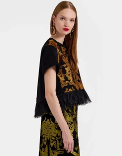 La DoubleJ Camicie E Top<La Scala TeeCherubs Black in Fil Coup&eacute; With Feathers
