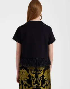 La DoubleJ Camicie E Top<La Scala TeeCherubs Black in Fil Coup&eacute; With Feathers