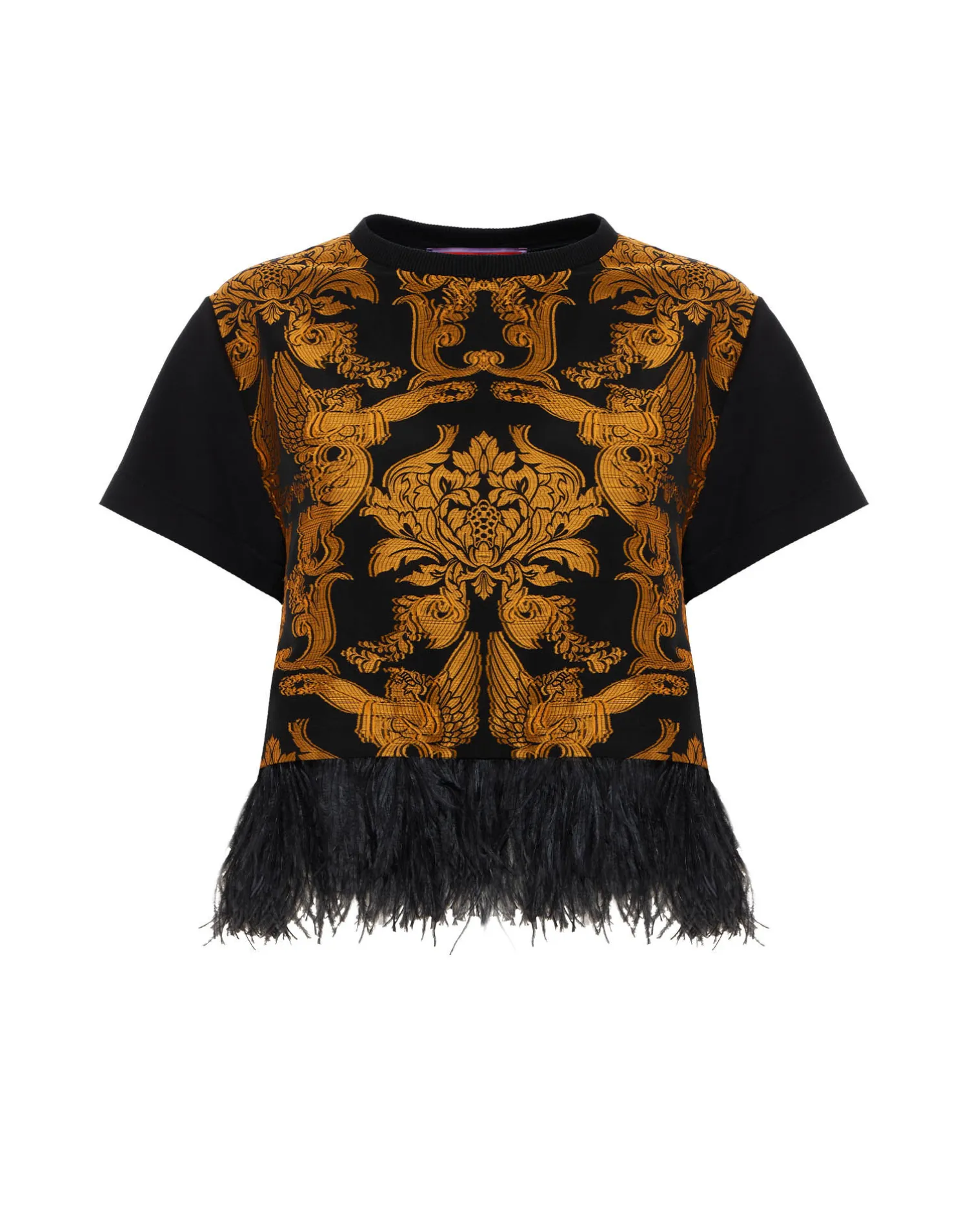 La DoubleJ Camicie E Top<La Scala TeeCherubs Black in Fil Coupé With Feathers